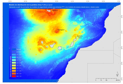 SDM. Modelo de adecuación del hábitat de la pardela chica puffinus baroli 2014 Juan Becares GIC-Canarias con la Mar